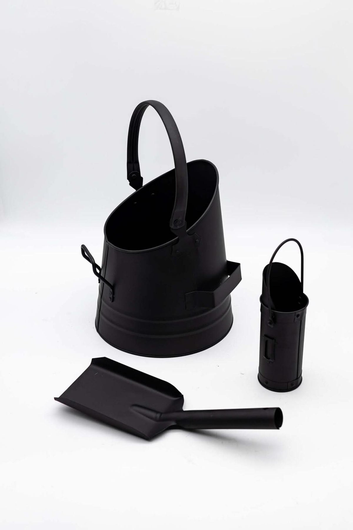 Fireside Coal Bucket & Match Canister - Black