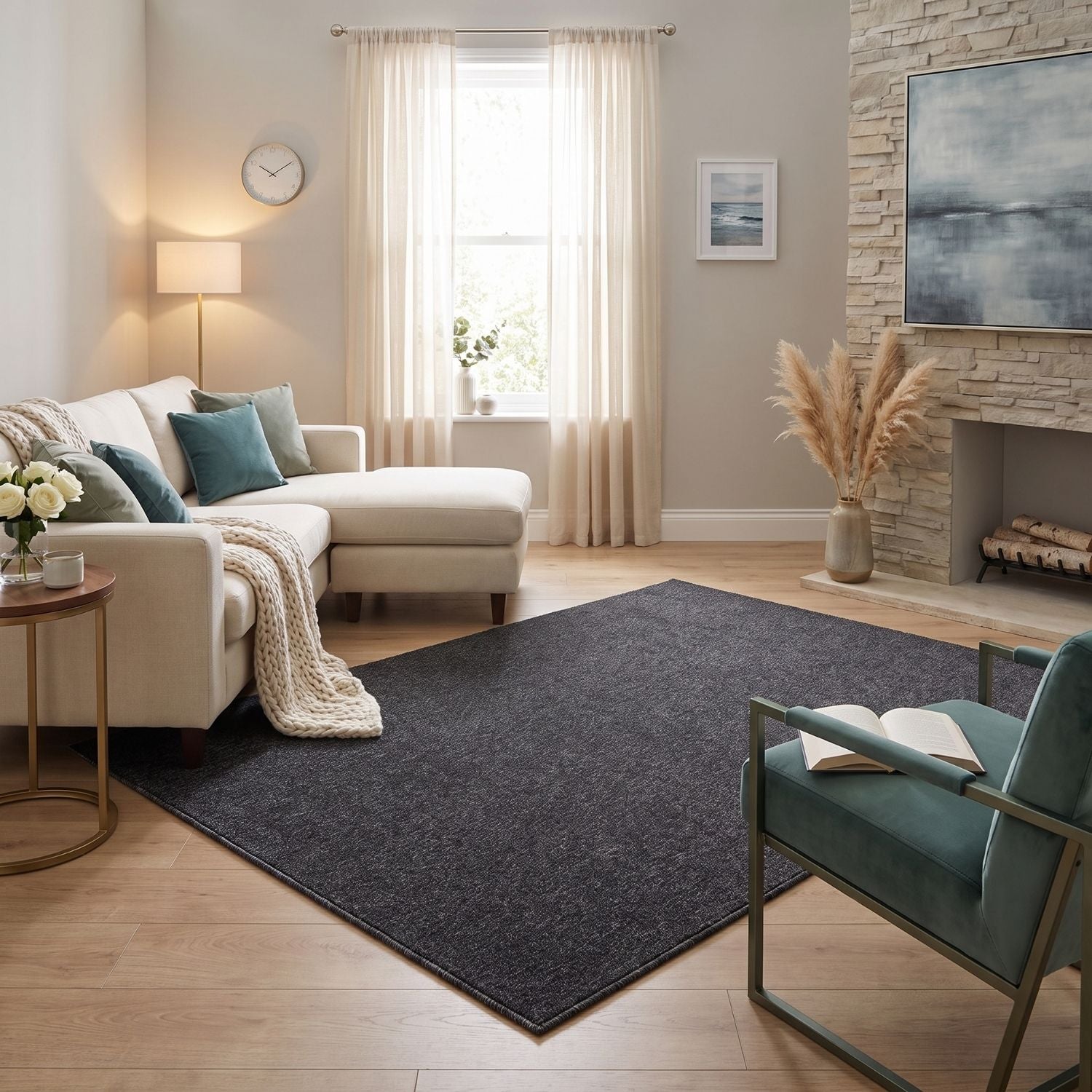 Flex Dark Grey Low Pile Solid  Rug