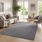 Grey Low Pile Solid Rug