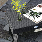 Foldable Outdoor Coffee Table, Steel Frame Rattan Side Table