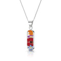 Mixed Flower & Poppy Oval Pendant Necklace Sterling silver