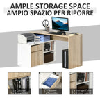 L-Shaped Desk, Corner Computer Desk with Storage Drawer, Adjustable Shelf, Cabinet for Home Office and Study, 120 x 92 x 75cm, Oak and White