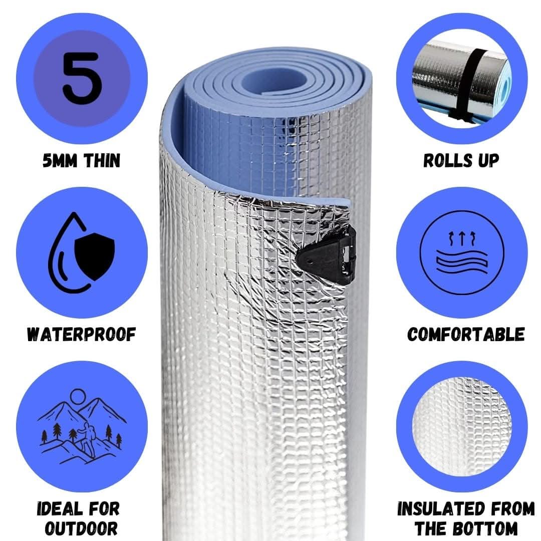 Single Waterproof Roll Up Foam Camping Mat with Carry Straps