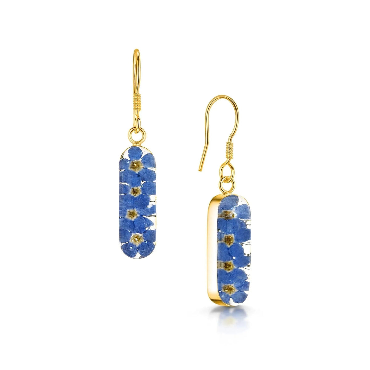 Forget-Me-Not Vertical Bar Drop Earrings Gold-plated sterling silver