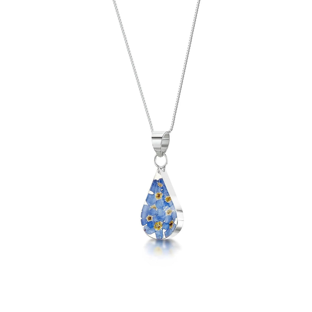 Forget-Me-Not Necklace Teardrop Pendan Sterling Silver