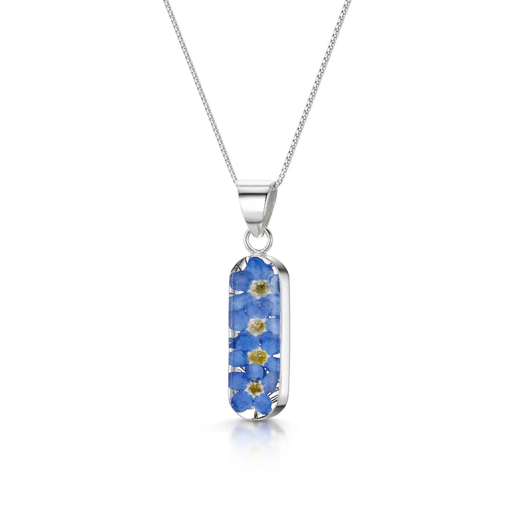 Forget-Me-Not Vertical Bar Pendant Necklace Sterling silver