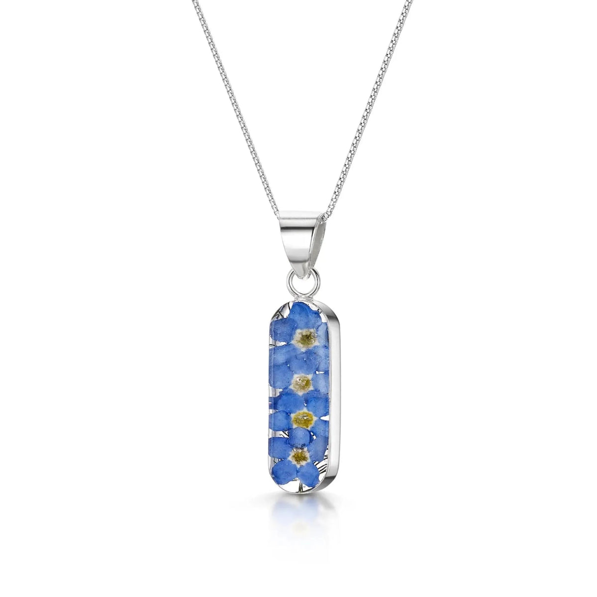 Forget-Me-Not Vertical Bar Pendant Necklace Sterling silver
