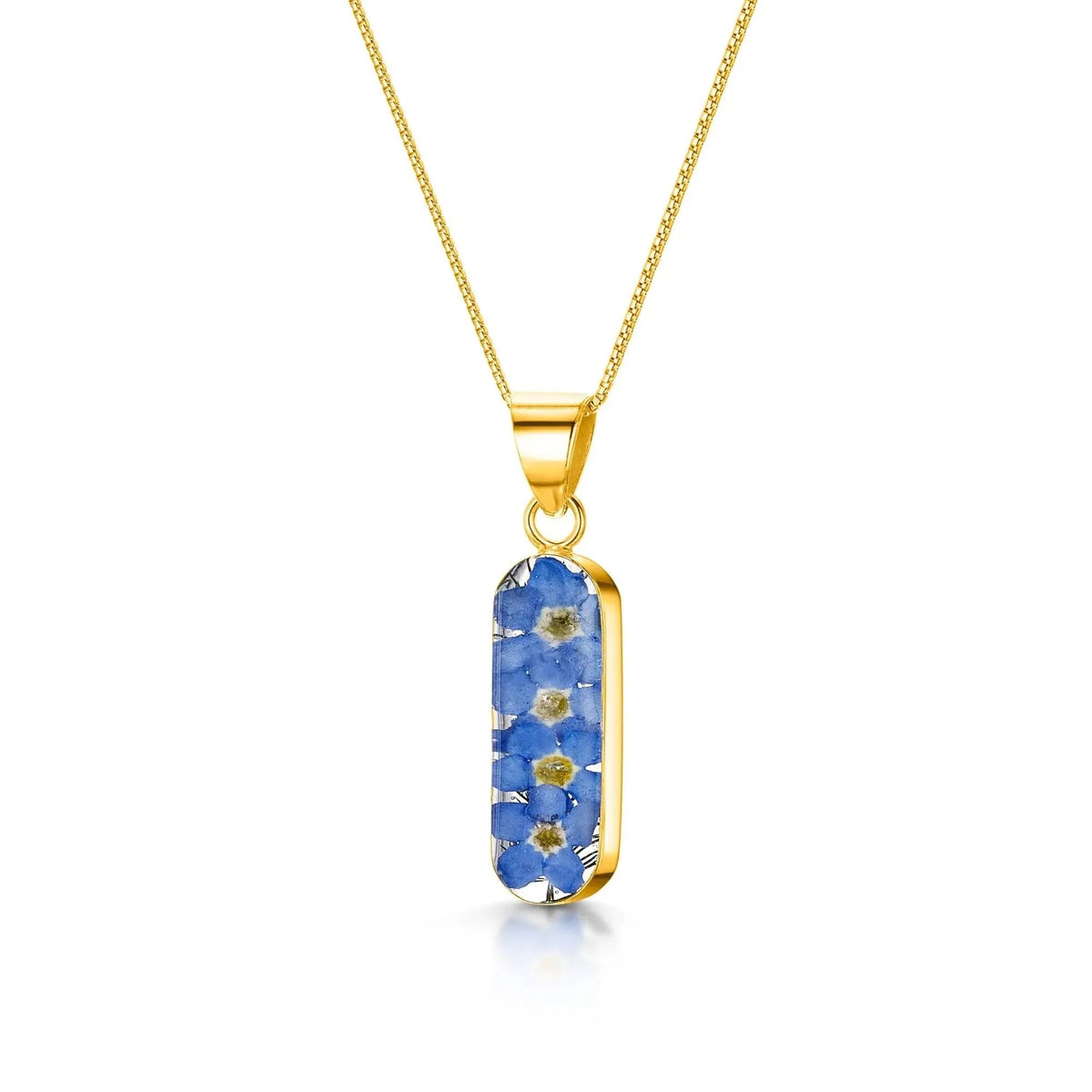 Forget-Me-Not Vertical Bar Pendant Necklace Gold-plated sterling silver 16-18 inch (406-457mm)