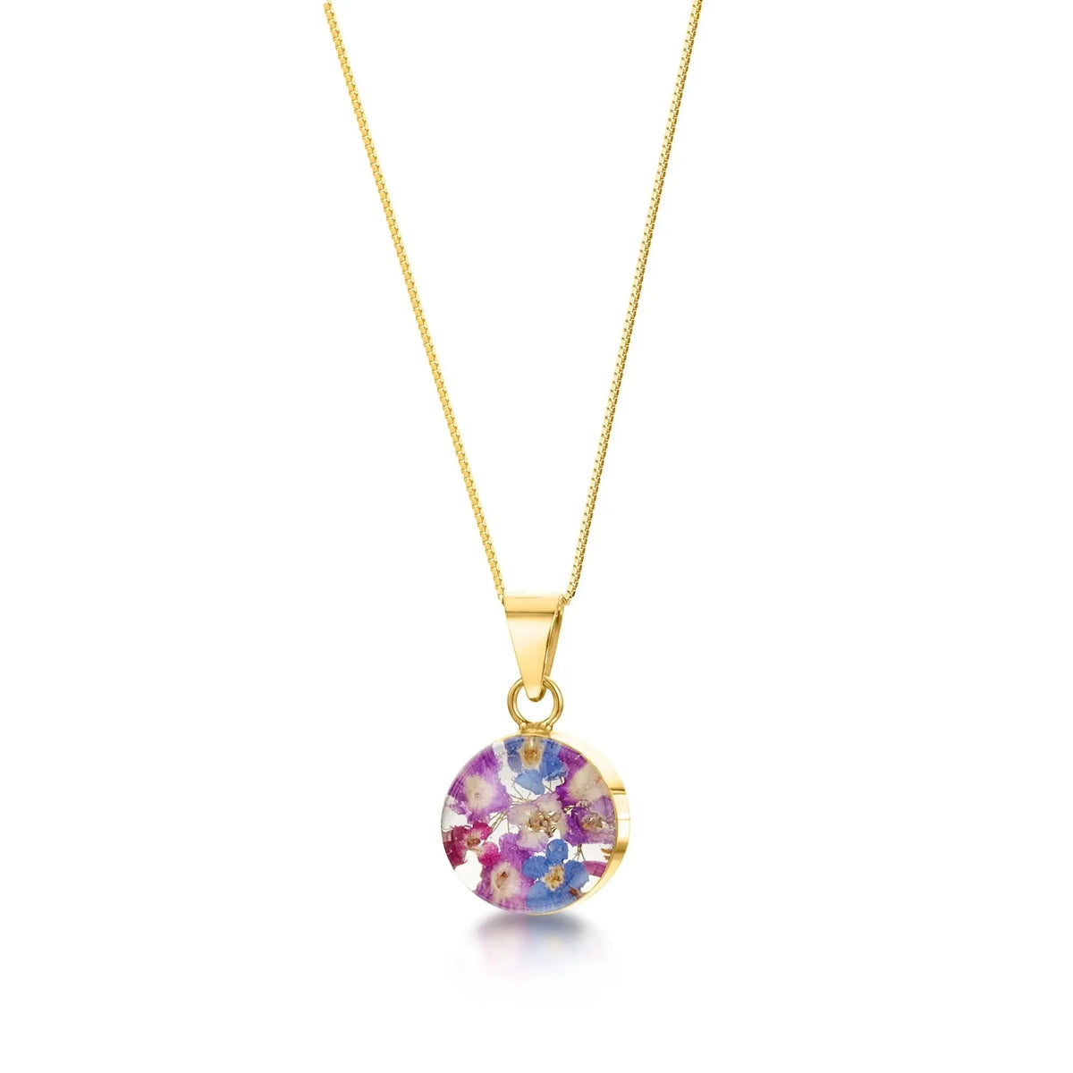Purple Haze Round Pendant Necklace Gold-plated Silver 16-18 inch (406-457mm)