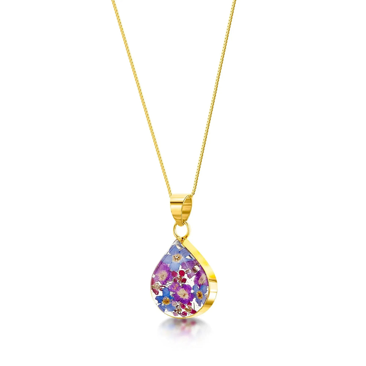 Purple Haze Teardrop Pendant Necklace Gold-plated Silver 16-18 inch (406-457mm)