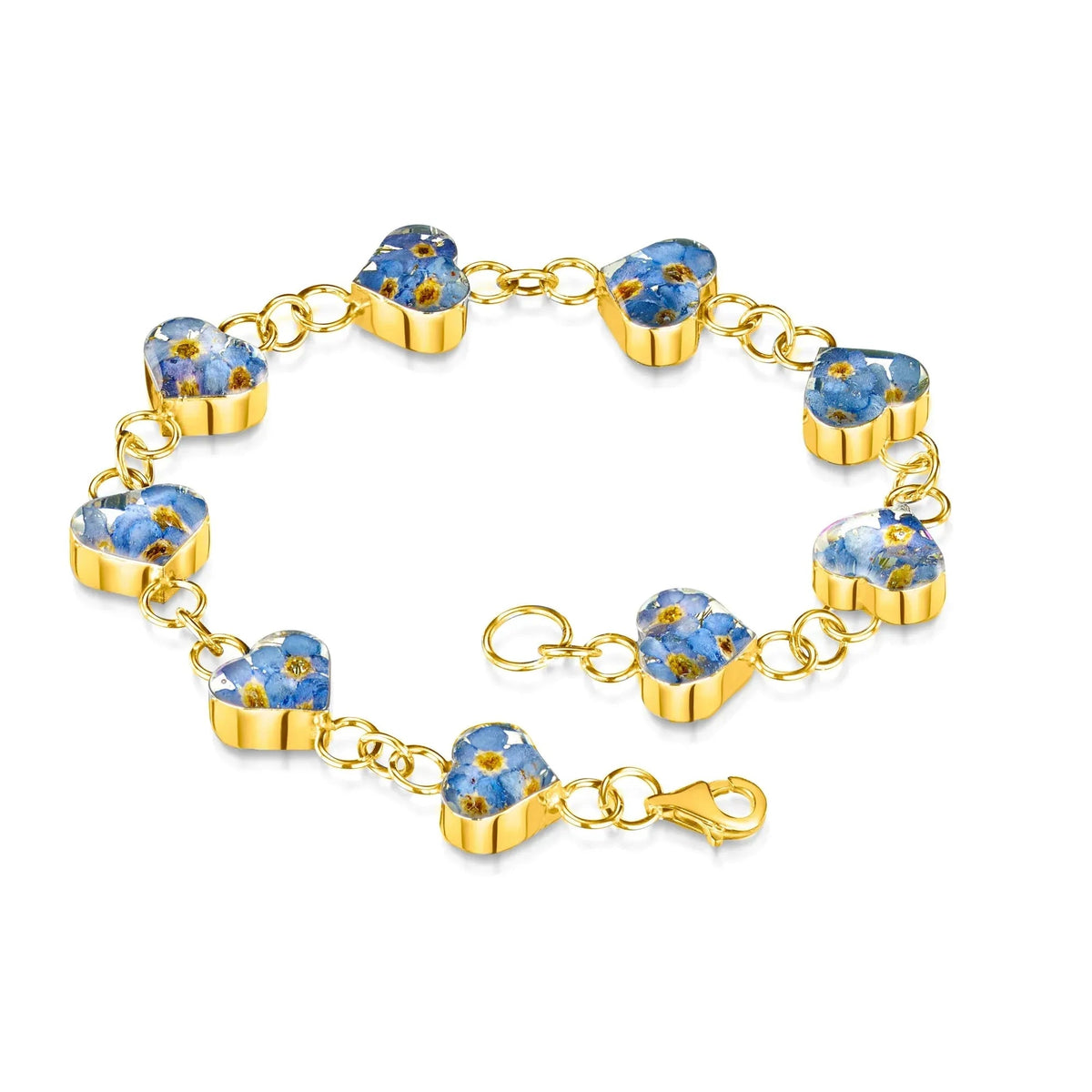 Forget-Me-Not Heart Charms Bracelet Gold-plated silver