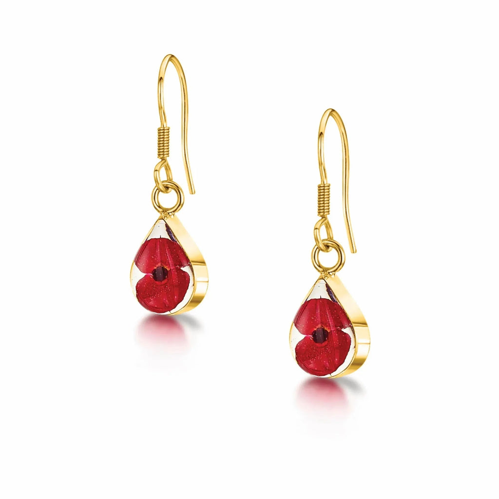 Poppy Teardrop Dangle Drop Earrings Gold-plated Silver