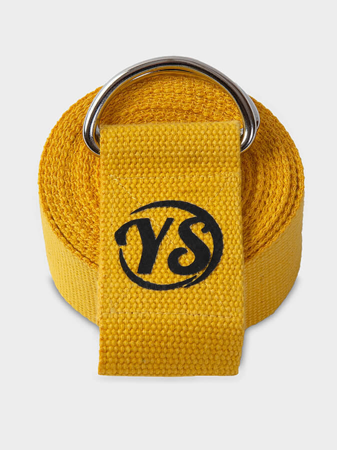 GOTS Organic Cotton D-Ring 2.5m Yoga Belt Strap Yellow