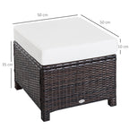 Rattan Footstool Wicker Ottoman with Padded Seat Cushion Outdoor Patio Furniture for Garden Poolside Living Room, 50 x 50 x 35 cm, Brown