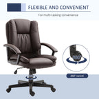 Office Chair, Computer Desk Chair, Mid Back Executive Chair with Adjustable Height and Swivel Rolling Wheels for Home Study, Brown
