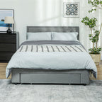 Double Bed Frame with Storage and Adjustable Velvet Headboard