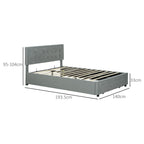 Double Bed Frame with Storage and Adjustable Velvet Headboard
