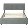 Double Bed Frame with Storage and Adjustable Velvet Headboard 140W x 193.5D x 95 104Hcm
