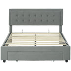 Double Bed Frame with Storage and Adjustable Velvet Headboard 140W x 193.5D x 95 104Hcm