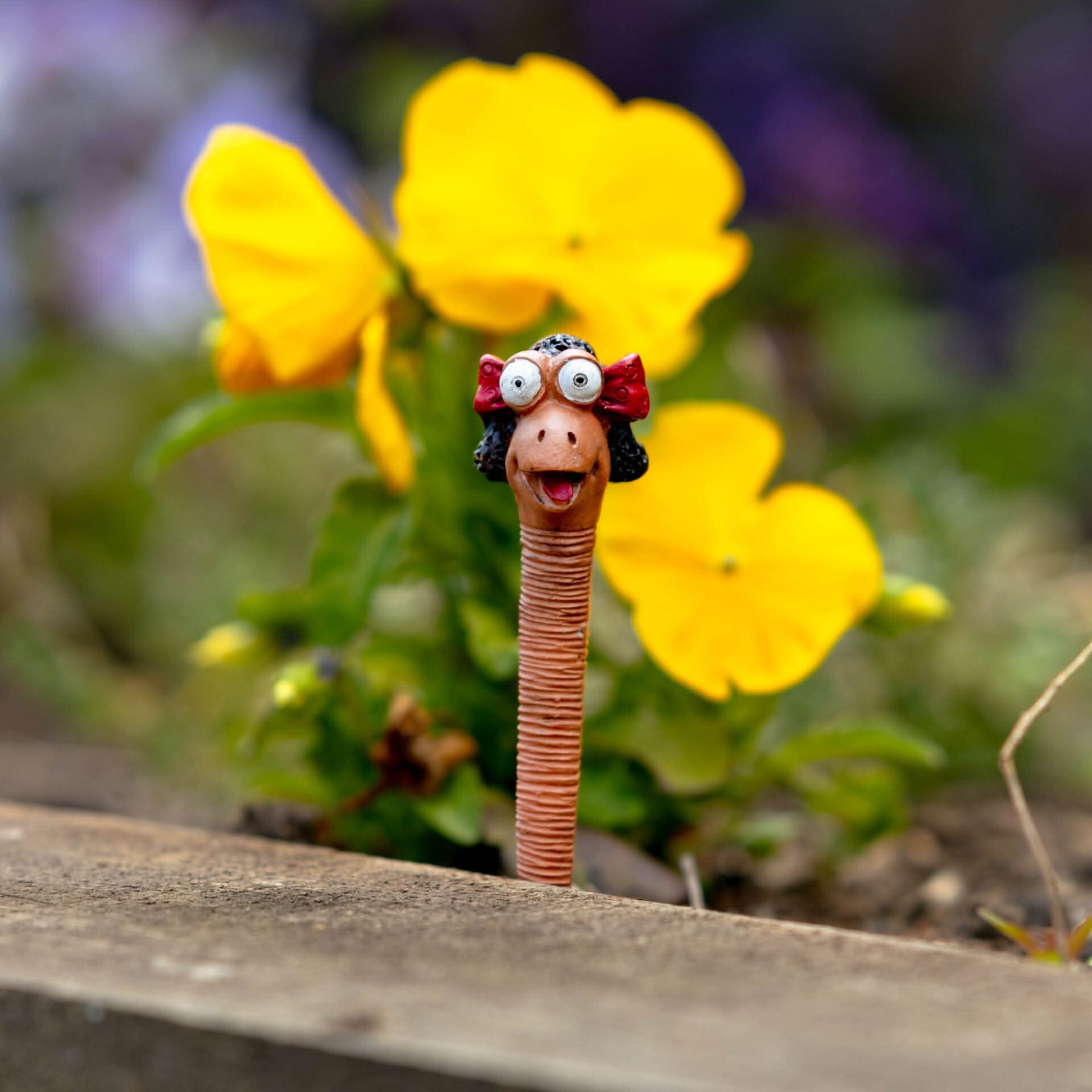 5 Piece Mini Garden Worm Ornaments Resin Plant Pot Figurines