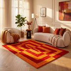 Joli Geometric Red & Orange Rug