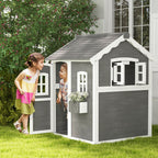 Wooden Wendy House for Kids with Floor, for Gardens, Patios - Grey