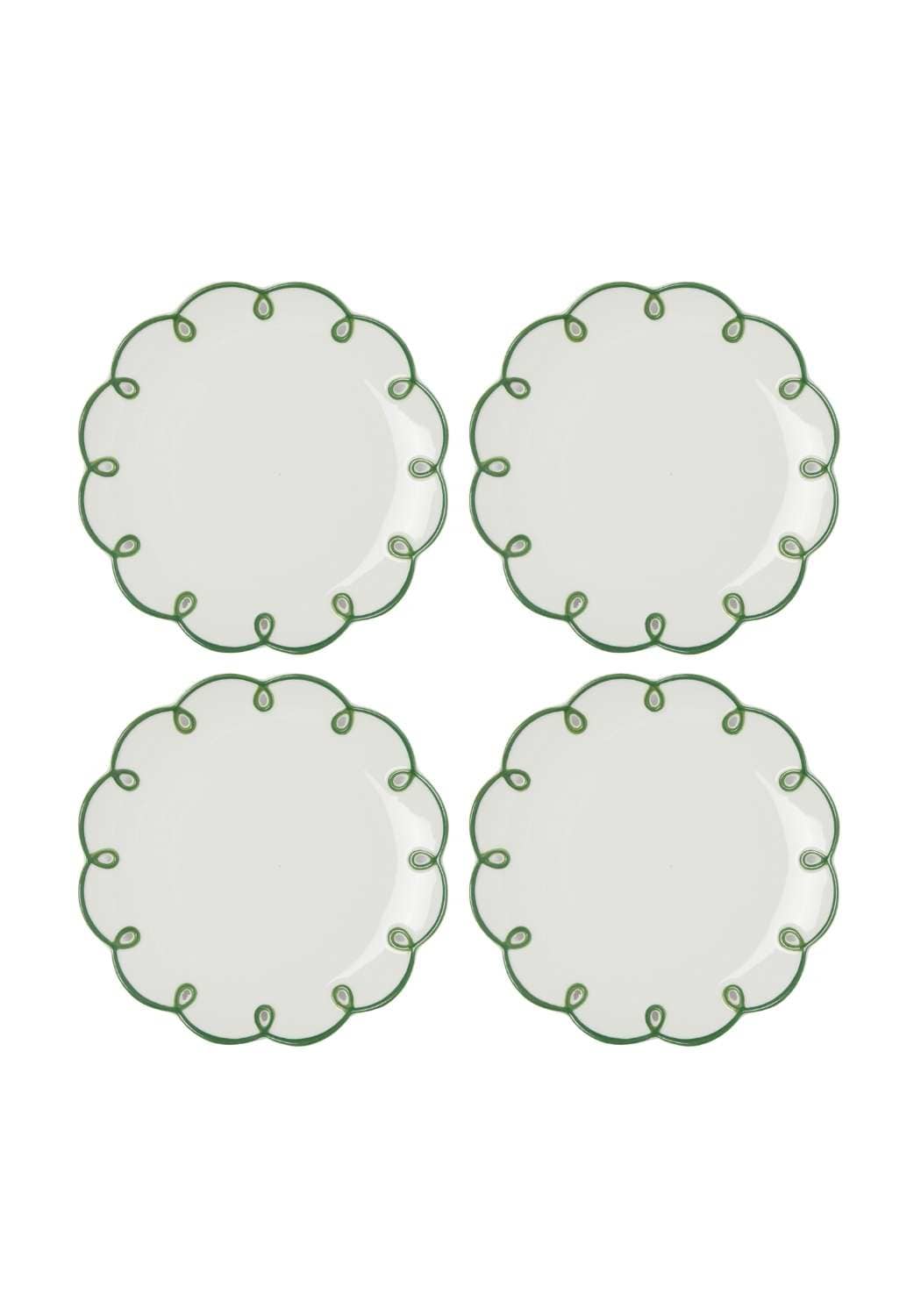 Glorious Green Scalloped Side Plates - Set of 4