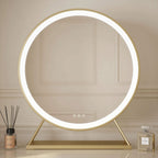 Round Vanity Face LED Mirror Gold 60x67CM