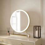 Round Vanity Face LED Mirror Gold 60x67CM