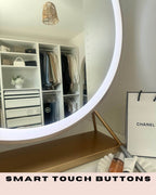 Round Vanity Face LED Mirror Gold 60x67CM