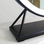 Round Vanity Face LED Mirror Black 60x67cm