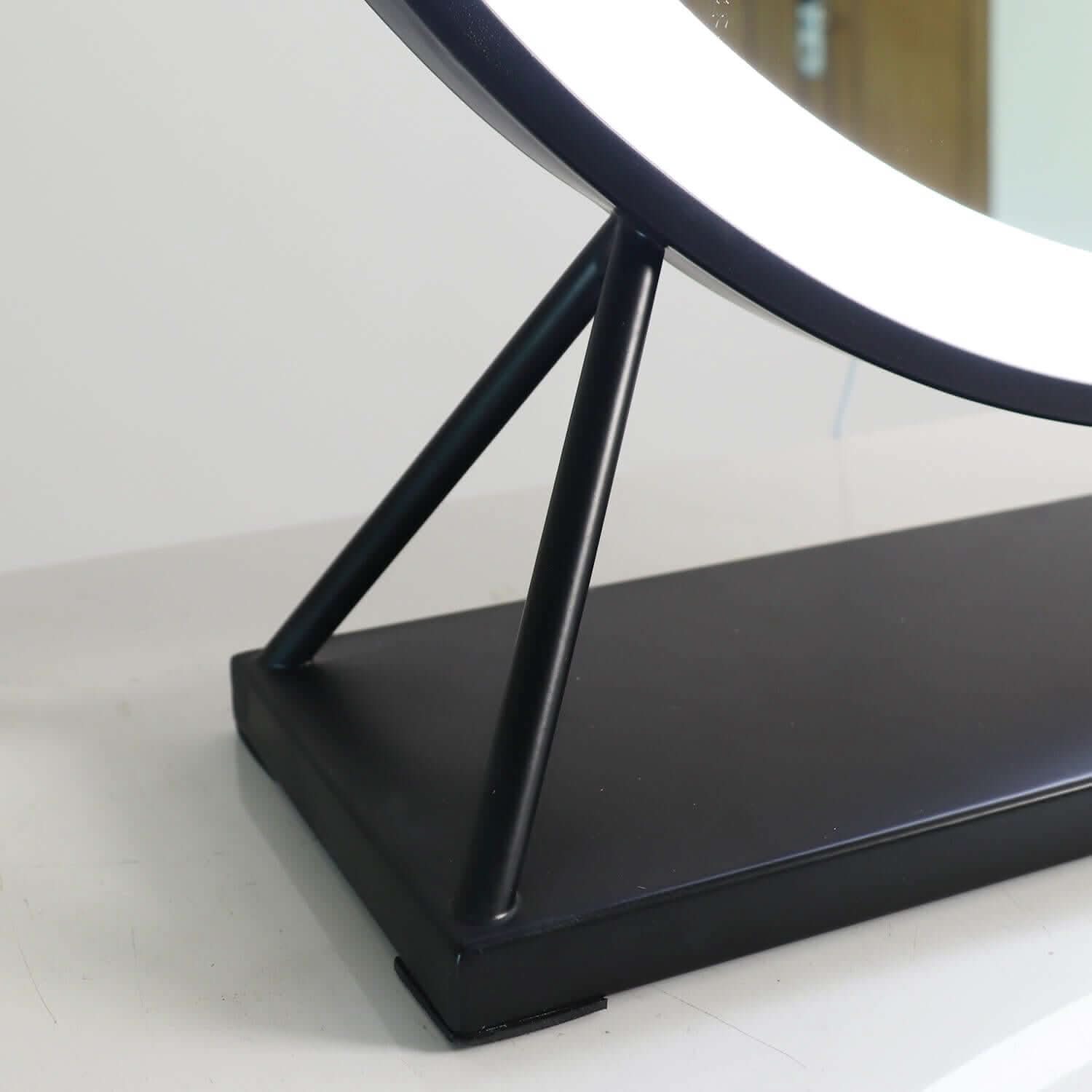 Round Vanity Face LED Mirror Black 60x67cm