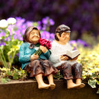 Grandmother & Grandfather Solar Garden Ornament Set – Light Up Outdoor Statues