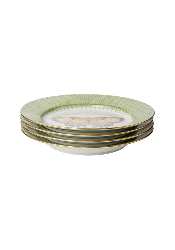 Green Apple Lace Plate Butterfly Side/Pudding Plates - Set of 4