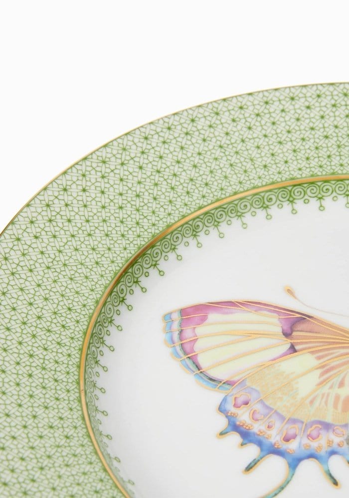 Green Apple Lace Plate Butterfly Side/Pudding Plates - Set of 4