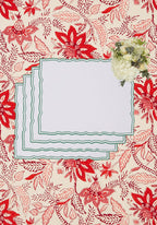 Green Wavy Trim Rectangular Placemats - Set of 4