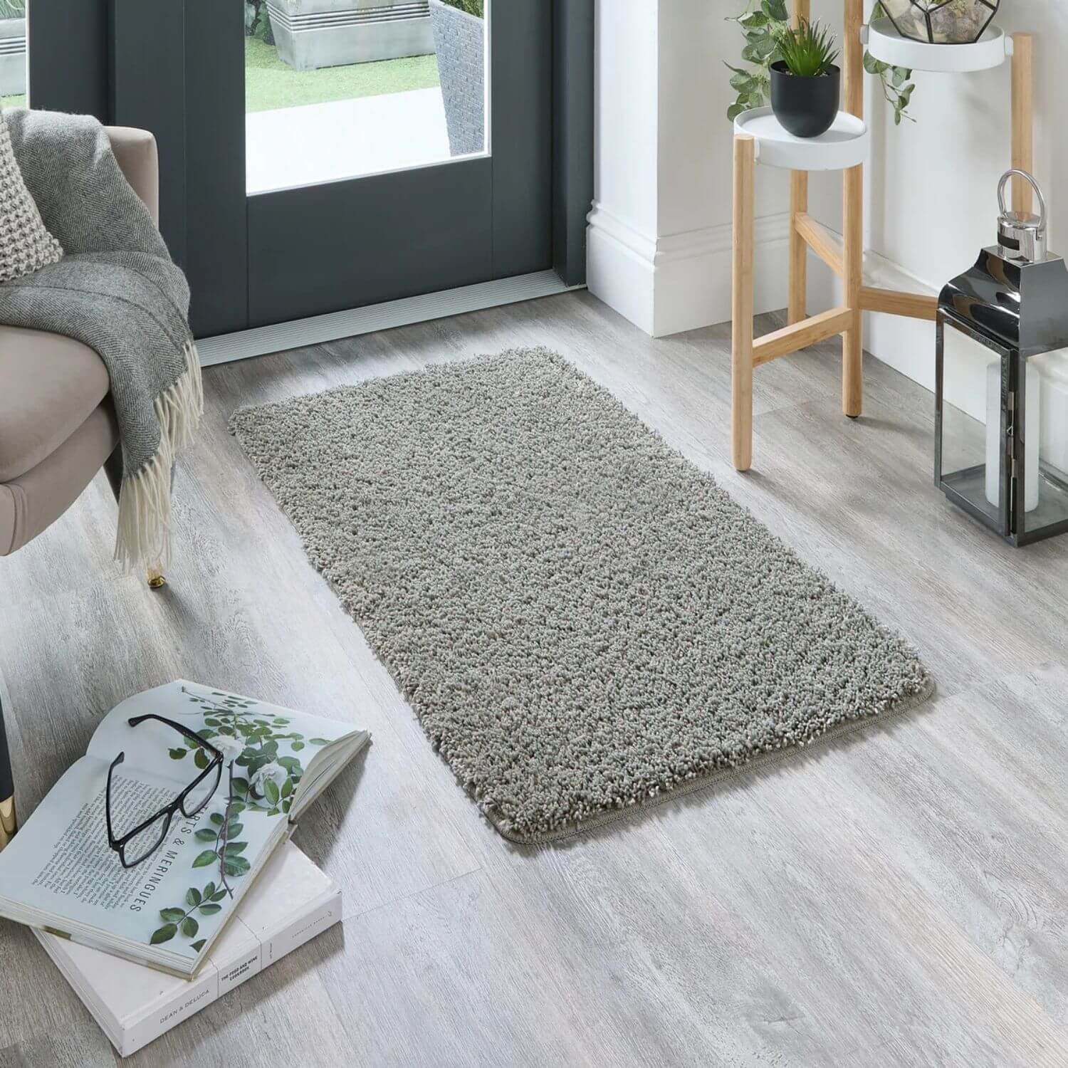 Washable Grey Shaggy Rug