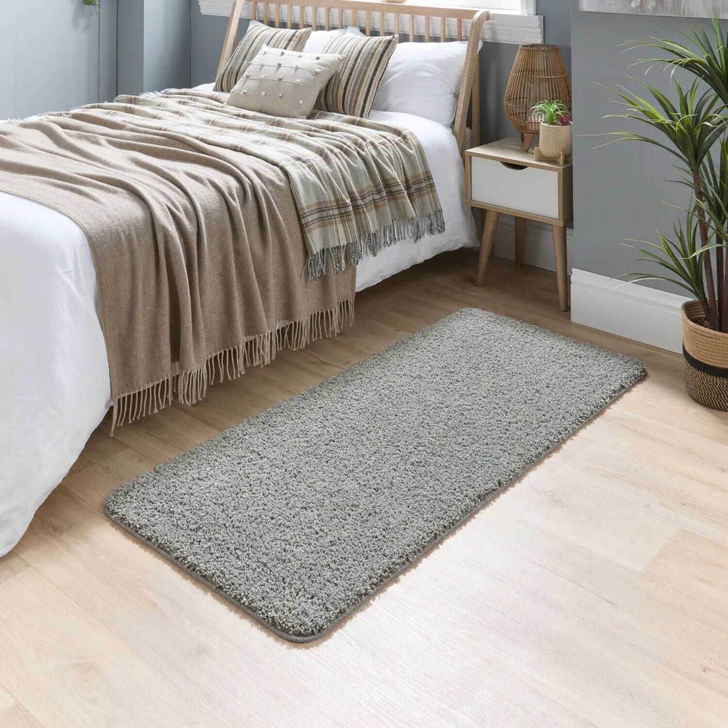 Washable Grey Shaggy Rug