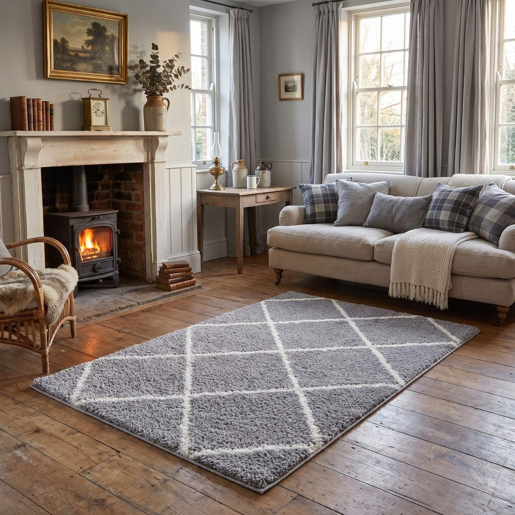 Moroccan Grey Shaggy Rug