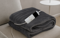 Grey Heated Electric Fleece Throw Blanket 10 Heat Settings 160cm