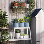 Set of 3 Round Plant Pots Outdoor 22cm for Garden Decoration, Blue