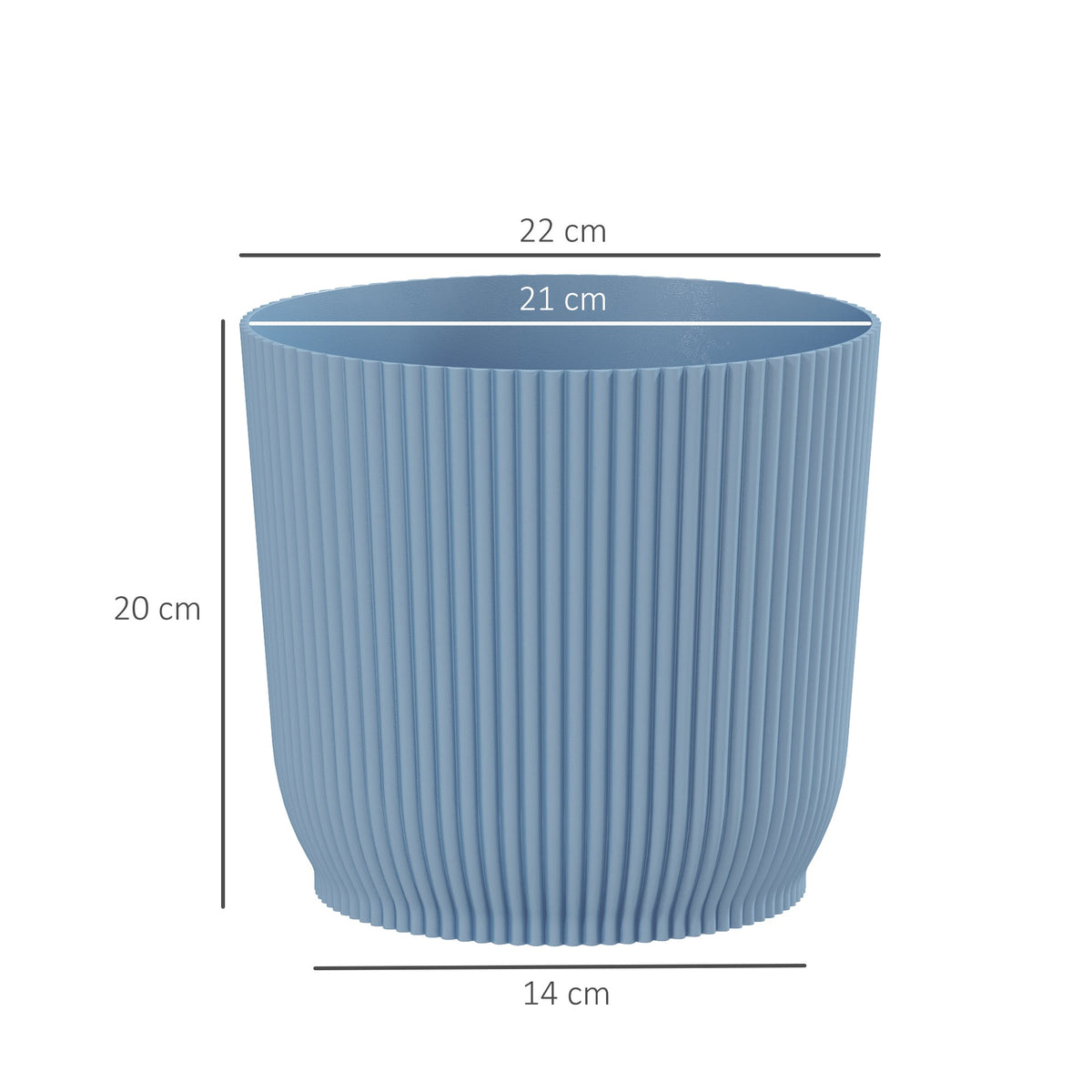 Set of 3 Round Plant Pots Outdoor 22cm for Garden Decoration, Blue