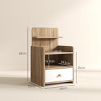Bedside Table with Drawer for Bedroom, Living Room, Natural Wood Effect