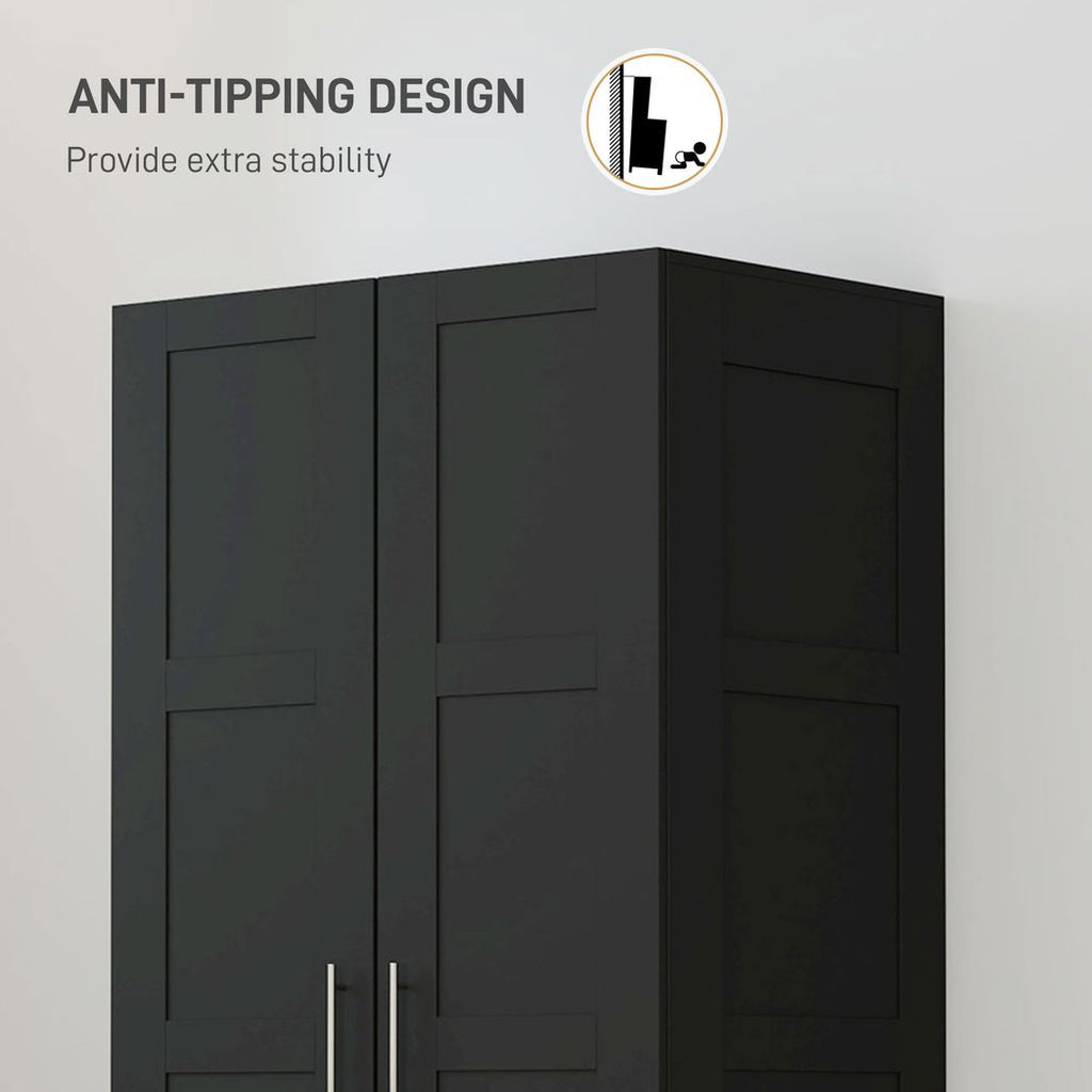 Wardrobe for Bedroom, Double Wardrobe with Hanging Rail