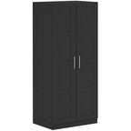 Wardrobe for Bedroom, Double Wardrobe with Hanging Rail Black