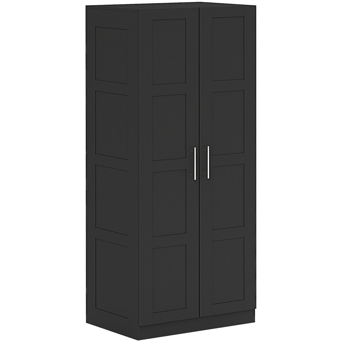 Wardrobe for Bedroom, Double Wardrobe with Hanging Rail Black