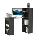 120cm Modern Computer Desk Bookshelf Study Table Workstation PC Laptop Writing Home Office 6 Shelves, Black Black