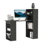 120cm Modern Computer Desk Bookshelf Study Table Workstation PC Laptop Writing Home Office 6 Shelves, Black Black