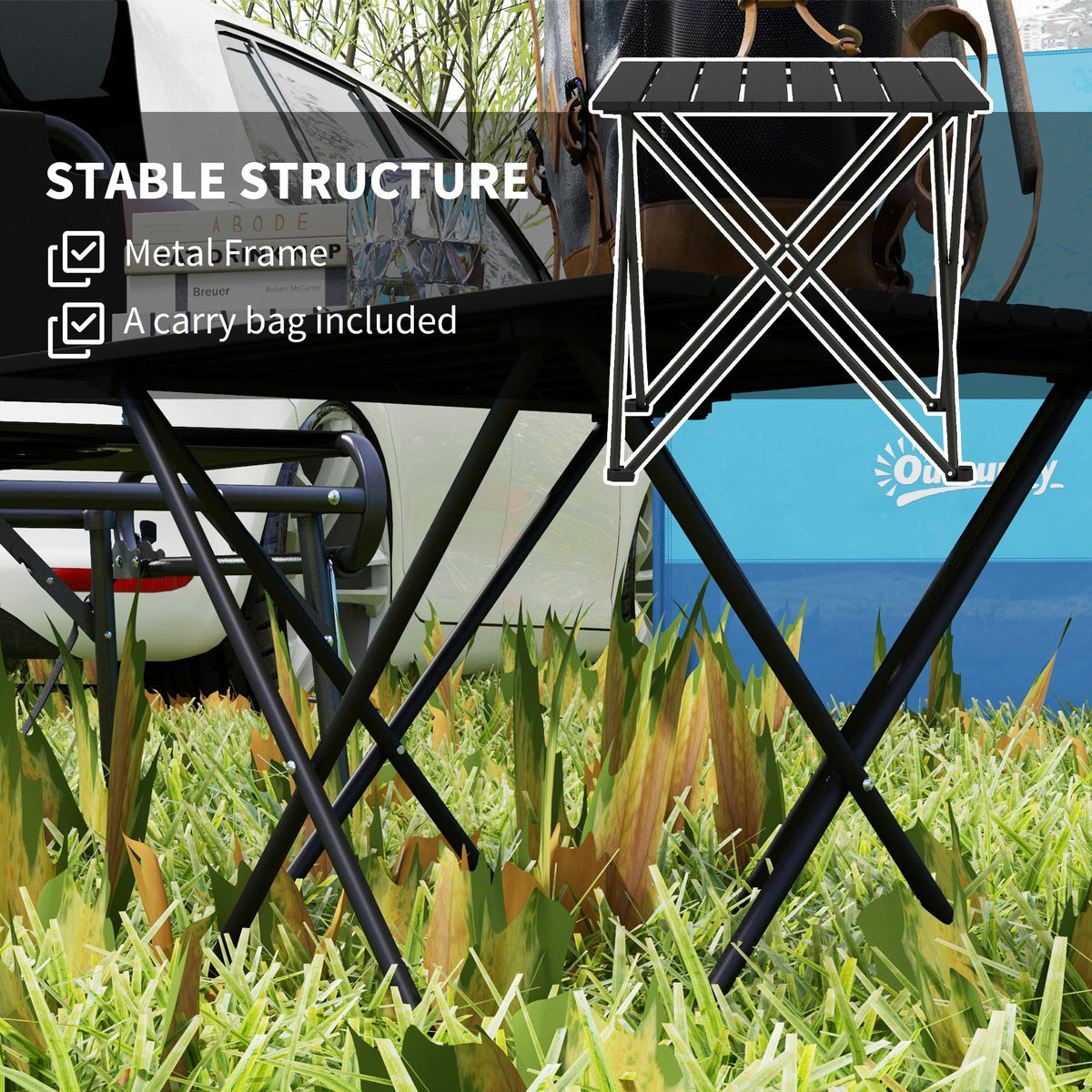 Folding Camping Table for Outdoor Camping, Picnic, Hiking, Black