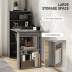 120cm Modern Computer Desk Bookshelf Study Table Workstation PC Laptop Writing Home Office 6 Shelves, Grey Wood-Effect